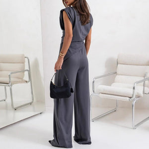 Elegante Dames Tweedelige Set in Effen Kleur