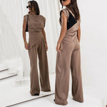 Elegante Dames Tweedelige Set in Effen Kleur