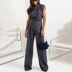 Elegante Dames Tweedelige Set in Effen Kleur