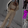 Paillettenblazer en wijde broek voor dames (3-delige set)