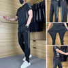 Casual sport voor heren korte mouw lange broek tweedelige set