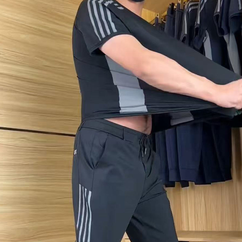 Casual sport voor heren korte mouw lange broek tweedelige set