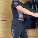 Casual sport voor heren korte mouw lange broek tweedelige set